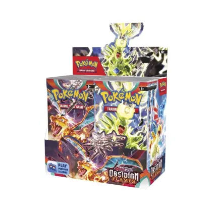 Boîte de présentation de boosters de flammes d'obsidienne écarlate et violette du JCC Pokémon (36 paquets) ENG